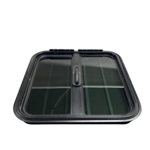 Black Dropdown Window With Strong Bars for Horse Trailer.